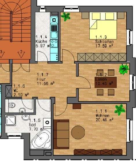 Etagenwohnung Leipzig Gohlis-Süd - 3 Zimmer, 76 m&sup2;, 950&euro; | Angebot:27313396