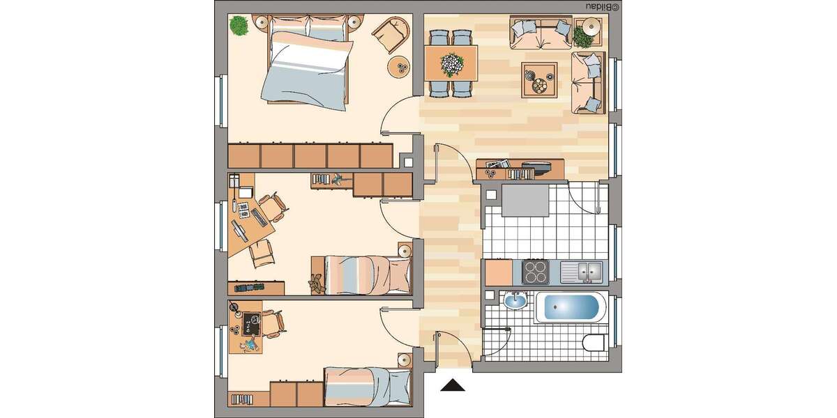 Etagenwohnung Essen Frohnhausen - 4 Zimmer, 66 m&sup2;, 619&euro; | Angebot:27286310