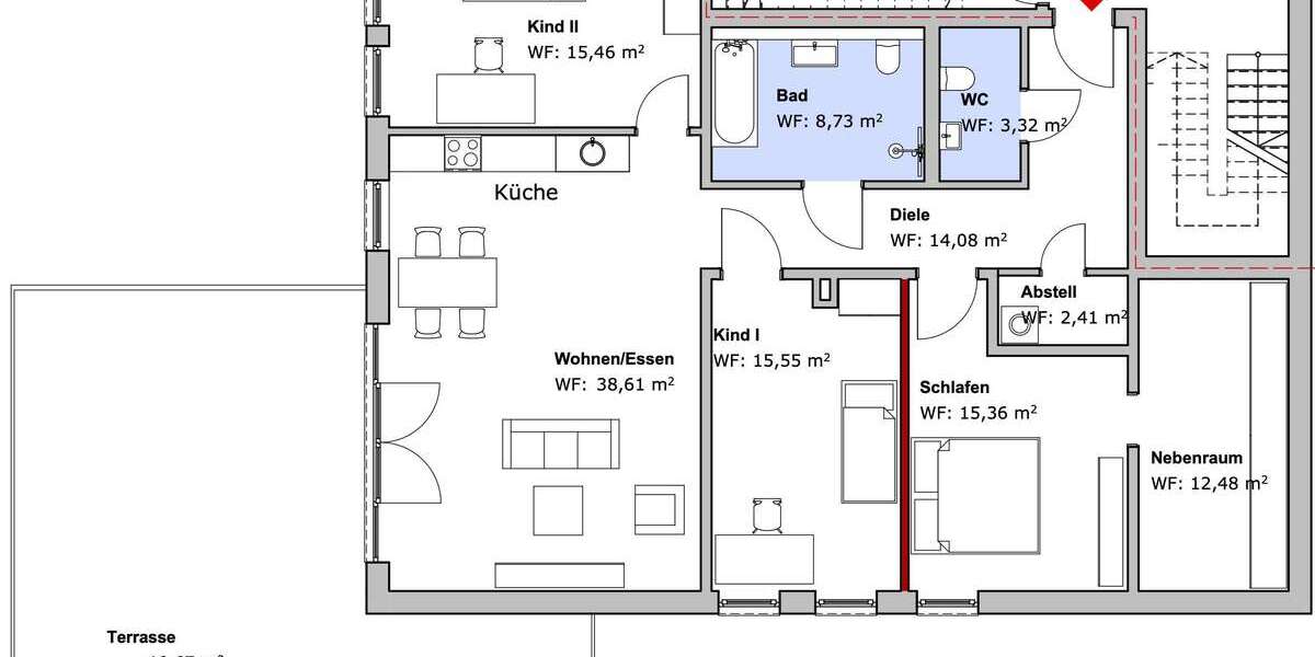 Etagenwohnung Hattingen Blankenstein - 4 Zimmer, 138 m&sup2;, 1.857&euro; | Angebot:27308801